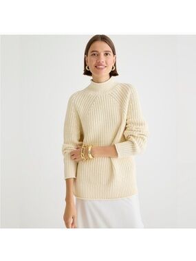 J. Crew Relaxed Rollneck Sweater in Butter Yellow